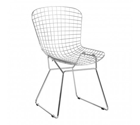 District Chrome Metal Grid Frame Wire Chair - Modern Home Interiors