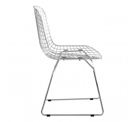 District Chrome Metal Grid Frame Wire Chair - Modern Home Interiors