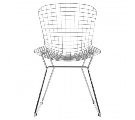 District Chrome Metal Grid Frame Wire Chair - Modern Home Interiors