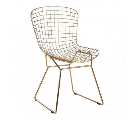 District Gold Metal Grid Frame Wire Chair - Modern Home Interiors