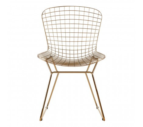 District Gold Metal Grid Frame Wire Chair - Modern Home Interiors