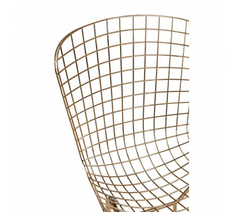 District Gold Metal Grid Frame Wire Chair - Modern Home Interiors