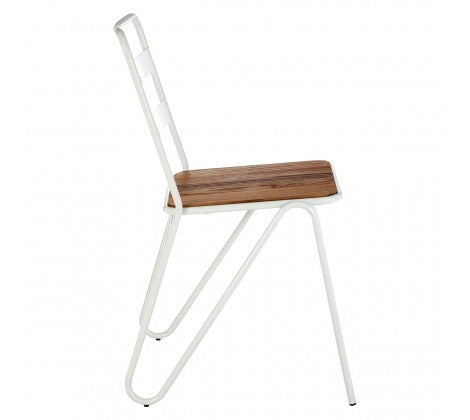 District White Metal And Elm Wood Chair - Modern Home Interiors