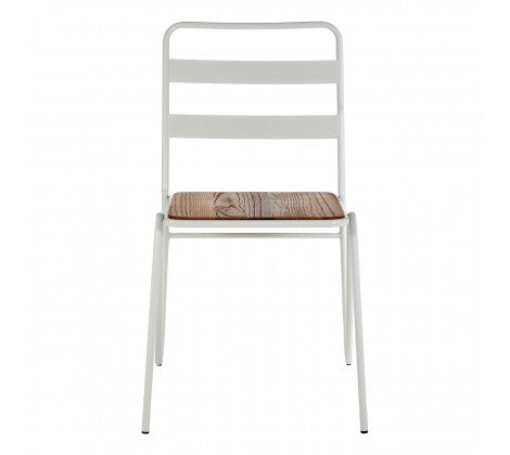 District White Metal And Elm Wood Chair - Modern Home Interiors