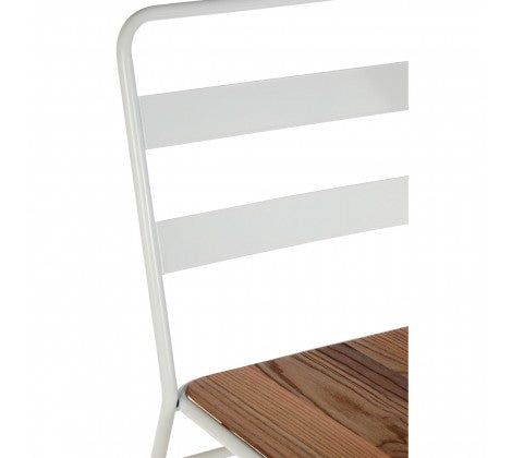 District White Metal And Elm Wood Chair - Modern Home Interiors