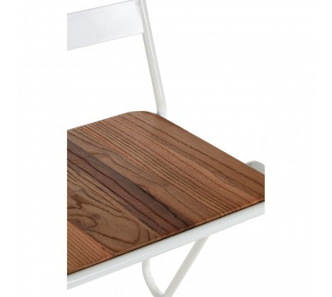 District White Metal And Elm Wood Chair - Modern Home Interiors