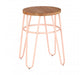 District Pink Metal & Elm Wood Hairpin Stool - Modern Home Interiors