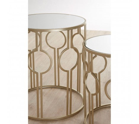 Set of 2 Avantis Champagne Metal Tables - Modern Home Interiors