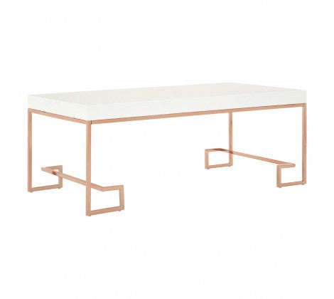 Allure White Gloss and Rose Gold Coffee Table - Modern Home Interiors