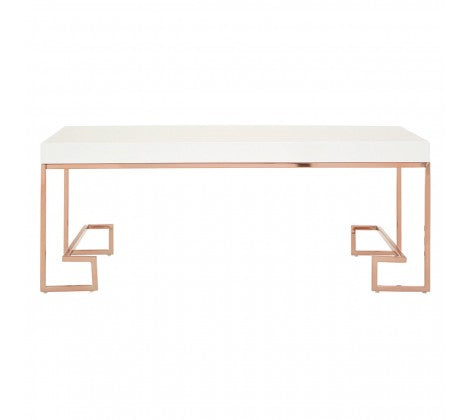 Allure White Gloss and Rose Gold Coffee Table - Modern Home Interiors