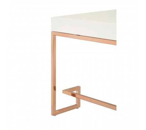 Allure White Gloss and Rose Gold Coffee Table - Modern Home Interiors