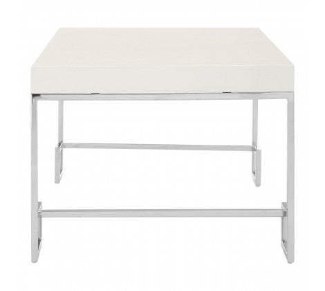 Allure White Gloss and Silver Coffee Table - Modern Home Interiors