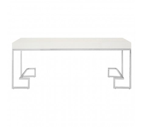 Allure White Gloss and Silver Coffee Table - Modern Home Interiors