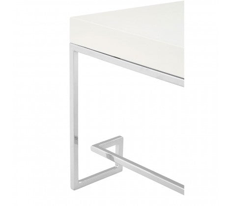 Allure White Gloss and Silver Coffee Table - Modern Home Interiors