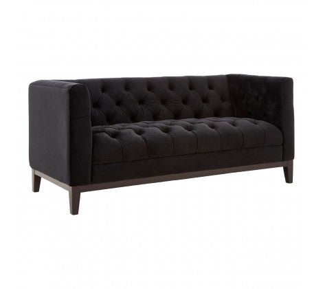 Sasha 2 Seater Black Velvet Sofa - Modern Home Interiors