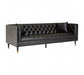 Raven Black Faux Leather 3 Seat Sofa - Modern Home Interiors