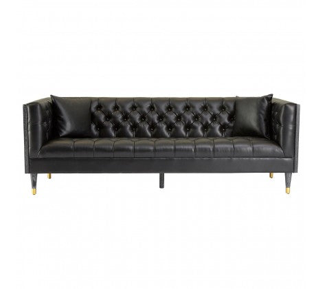 Raven Black Faux Leather 3 Seat Sofa - Modern Home Interiors