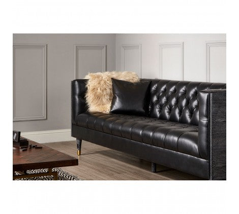 Raven Black Faux Leather 3 Seat Sofa - Modern Home Interiors