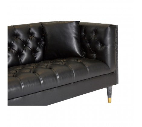 Raven Black Faux Leather 3 Seat Sofa - Modern Home Interiors