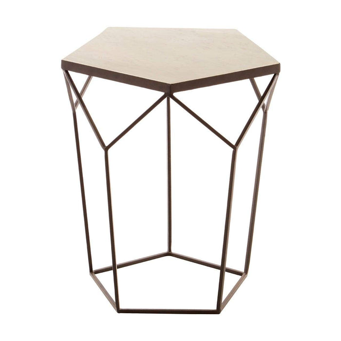 Shalimar Pentagonal Marble Top Side Table - Modern Home Interiors