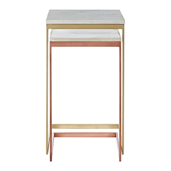 Nirav White Marble Tops Nesting Tables - Modern Home Interiors