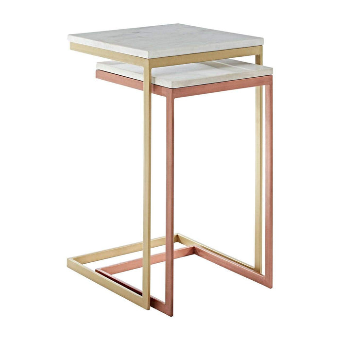 Nirav White Marble Tops Nesting Tables - Modern Home Interiors