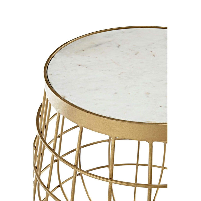 Nirav White Marble Top Side Table - Modern Home Interiors