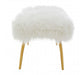 Clarence Natural Fur Effect Bench - White and Gold - Modern Home Interiors