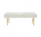 Clarence Natural Fur Effect Bench - White and Gold - Modern Home Interiors