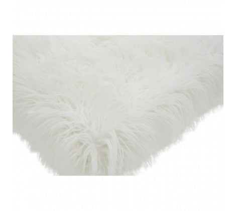 Clarence Natural Fur Effect Bench - White and Gold - Modern Home Interiors