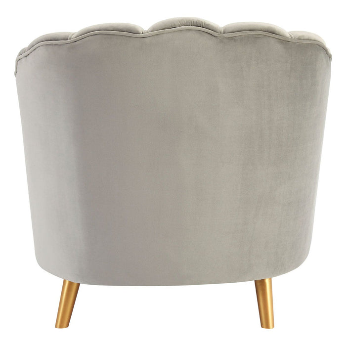 Orlina Grey Velvet Chair with Gold Wood Legs - Modern Home Interiors