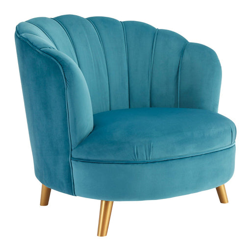 Orlina Blue Velvet Chair with Gold Wood Legs - Modern Home Interiors