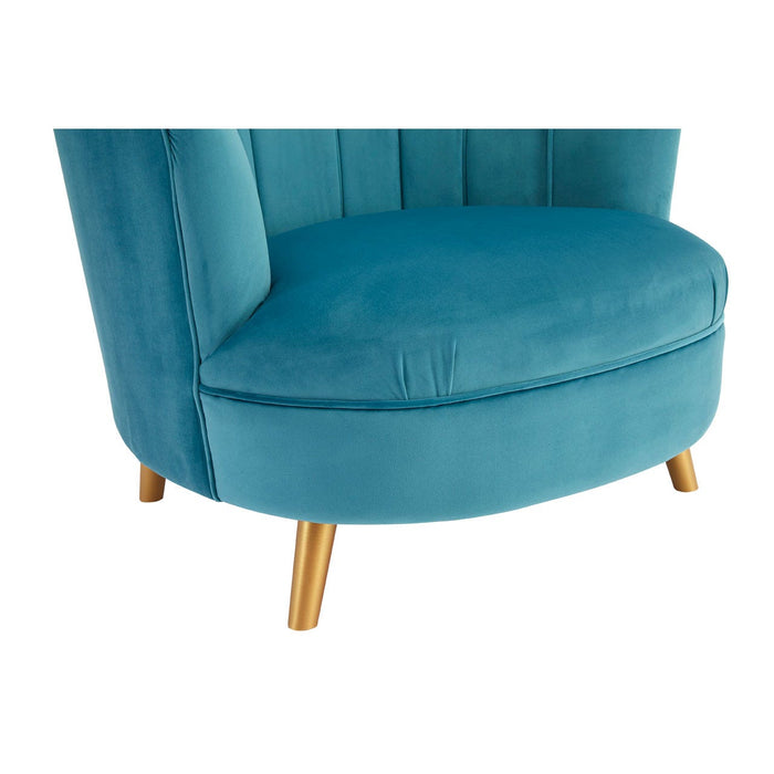 Orlina Blue Velvet Chair with Gold Wood Legs - Modern Home Interiors