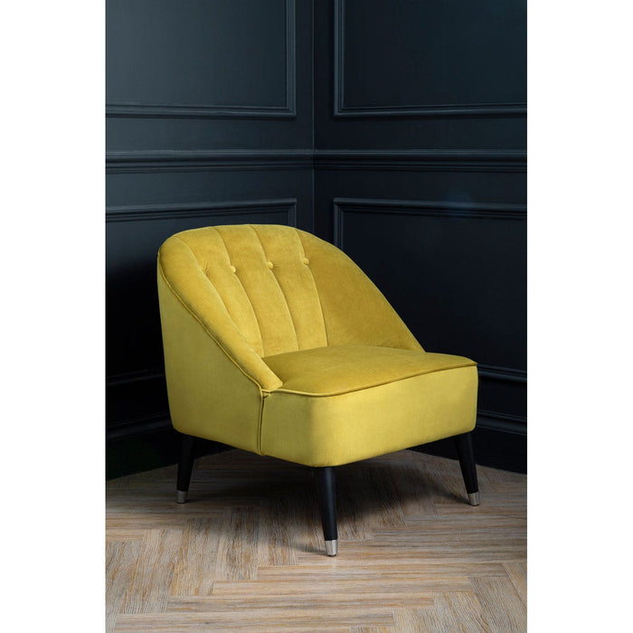 Doucet Dijon Yellow Velvet Chair - Modern Home Interiors