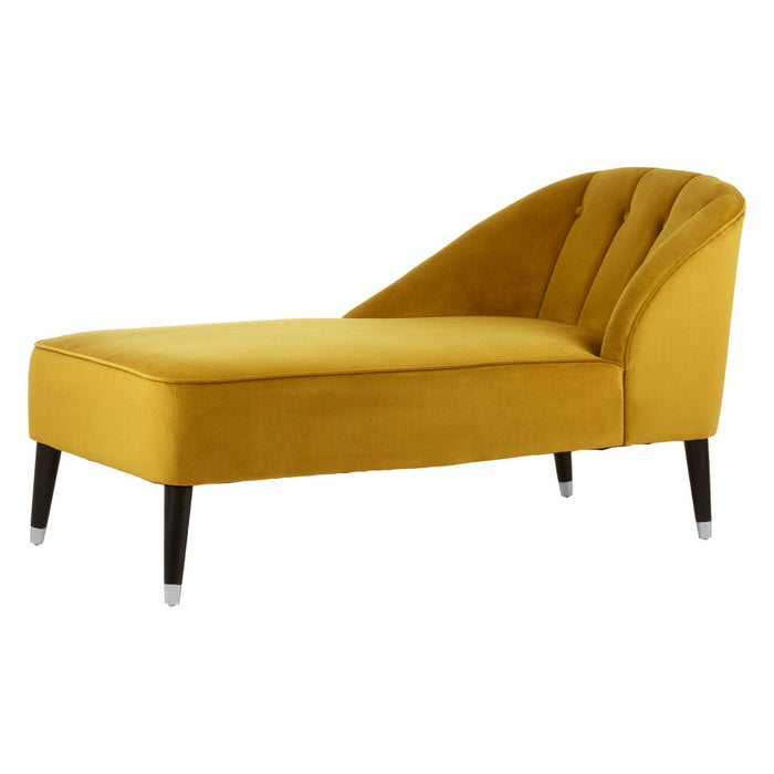 Doucet Dijon Yellow Velvet Chaise Longue - Modern Home Interiors