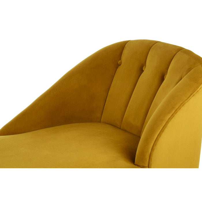 Doucet Dijon Yellow Velvet Chaise Longue - Modern Home Interiors