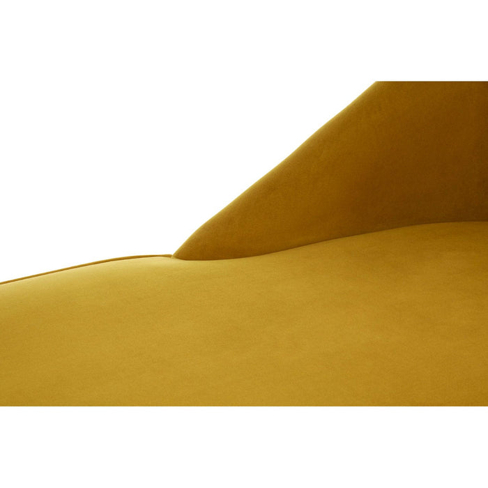 Doucet Dijon Yellow Velvet Chaise Longue - Modern Home Interiors