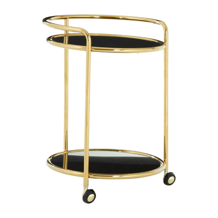 Novo Round Gold Finish Trolley - Modern Home Interiors