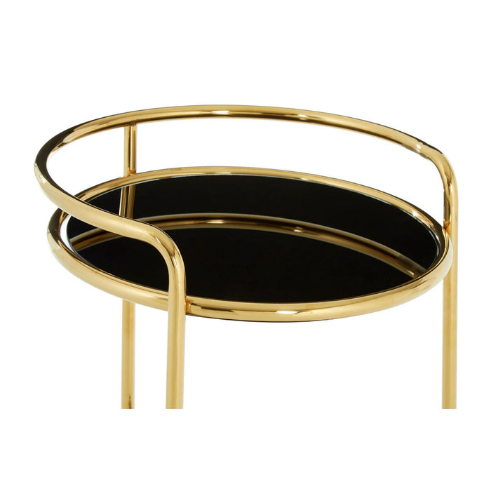 Novo Round Gold Finish Trolley - Modern Home Interiors