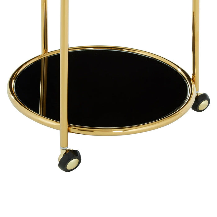 Novo Round Gold Finish Trolley - Modern Home Interiors