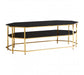 Arezzo Black Tempered Glass and Gold Coffee Table - Modern Home Interiors