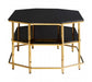 Arezzo Black Tempered Glass and Gold Coffee Table - Modern Home Interiors