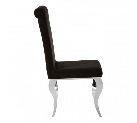 Eliza Louis Style Black Velvet Dining Chair with Silver Legs - Modern Home Interiors