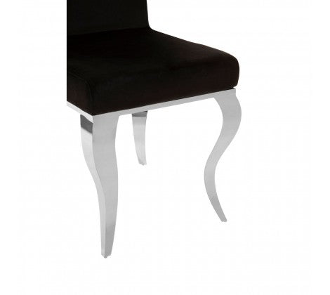 Eliza Louis Style Black Velvet Dining Chair with Silver Legs - Modern Home Interiors