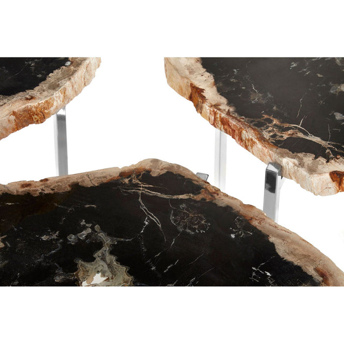 Relic Set of 3 Dark Petrified Wood Tables - Modern Home Interiors