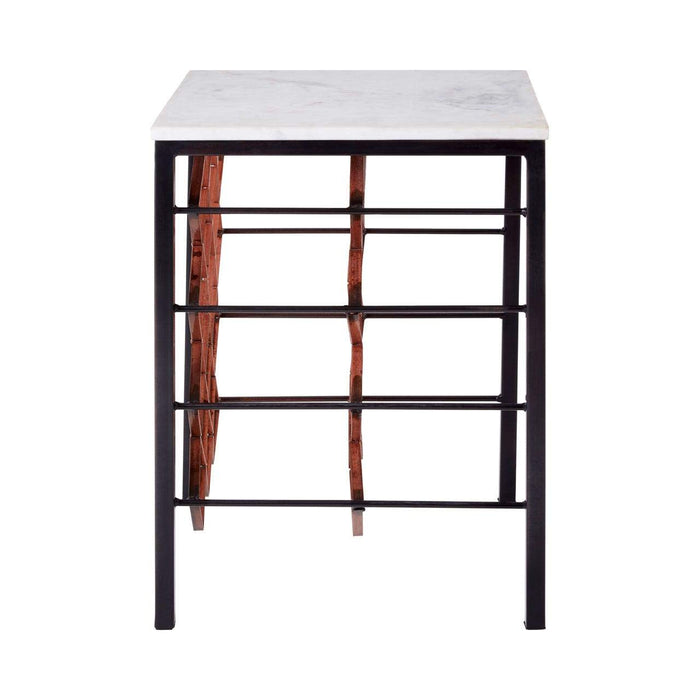 Templar White Marble/ Iron Wine Rack Table - Modern Home Interiors