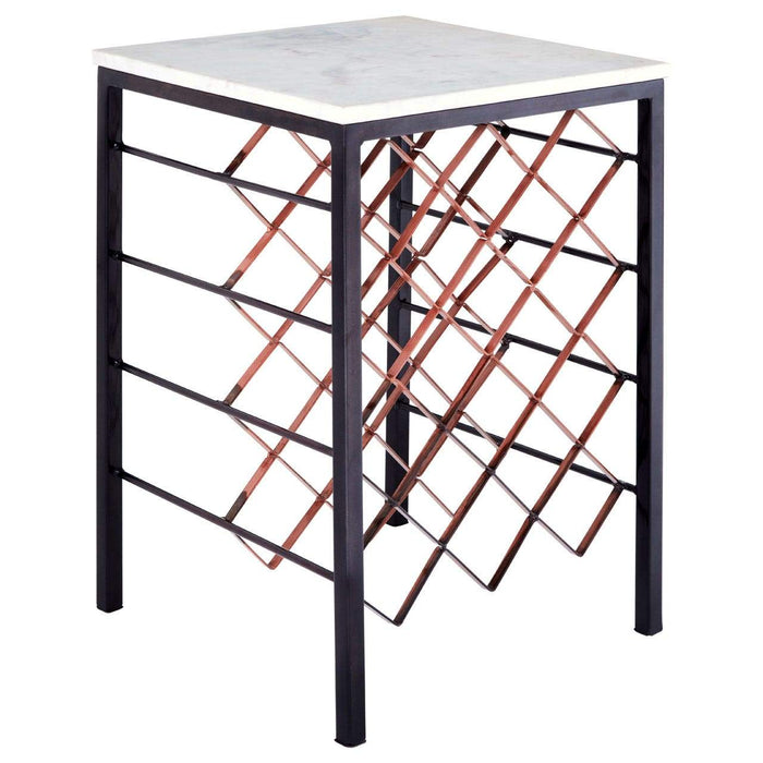 Templar White Marble/ Iron Wine Rack Table - Modern Home Interiors