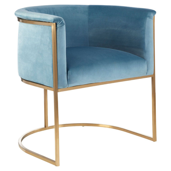 Mia Blue Velvet and Gold Statement Chair - Modern Home Interiors