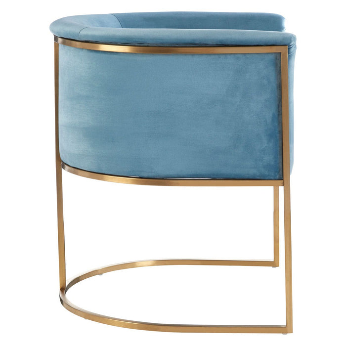 Mia Blue Velvet and Gold Statement Chair - Modern Home Interiors