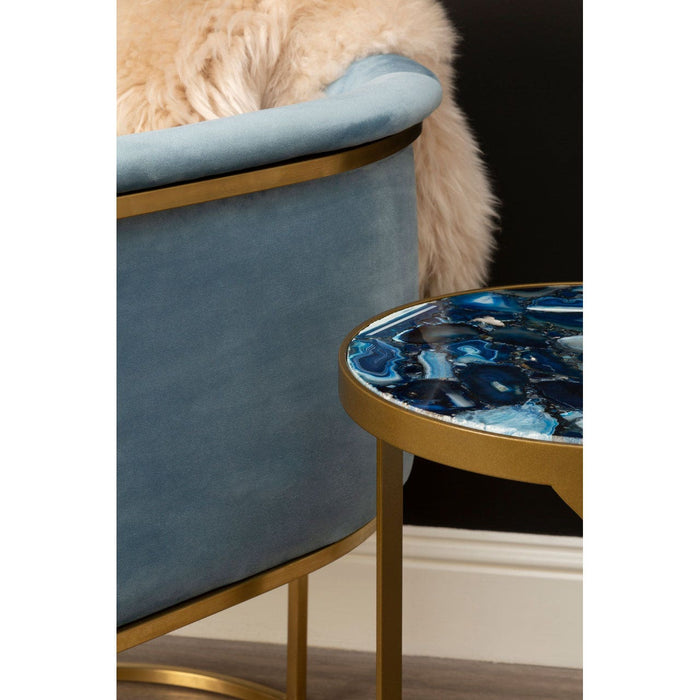 Mia Blue Velvet and Gold Statement Chair - Modern Home Interiors